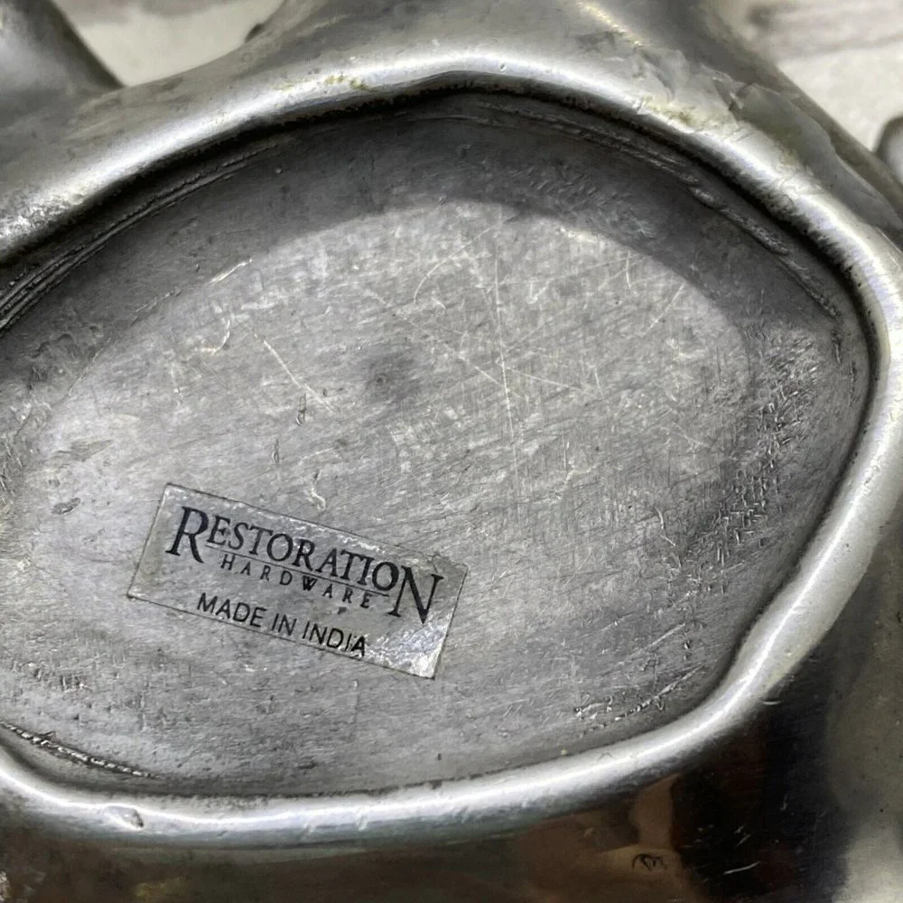 Restoration Hardware Lot 3 Frog Tea Light Candle Holder Aluminum Silver Chrome